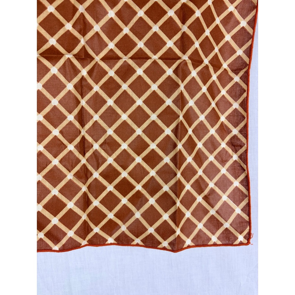 Set of 4 Terracotta Brown Lattice Print Cloth Napkins Autumn Harvest Table Decor - Picture 5 of 8